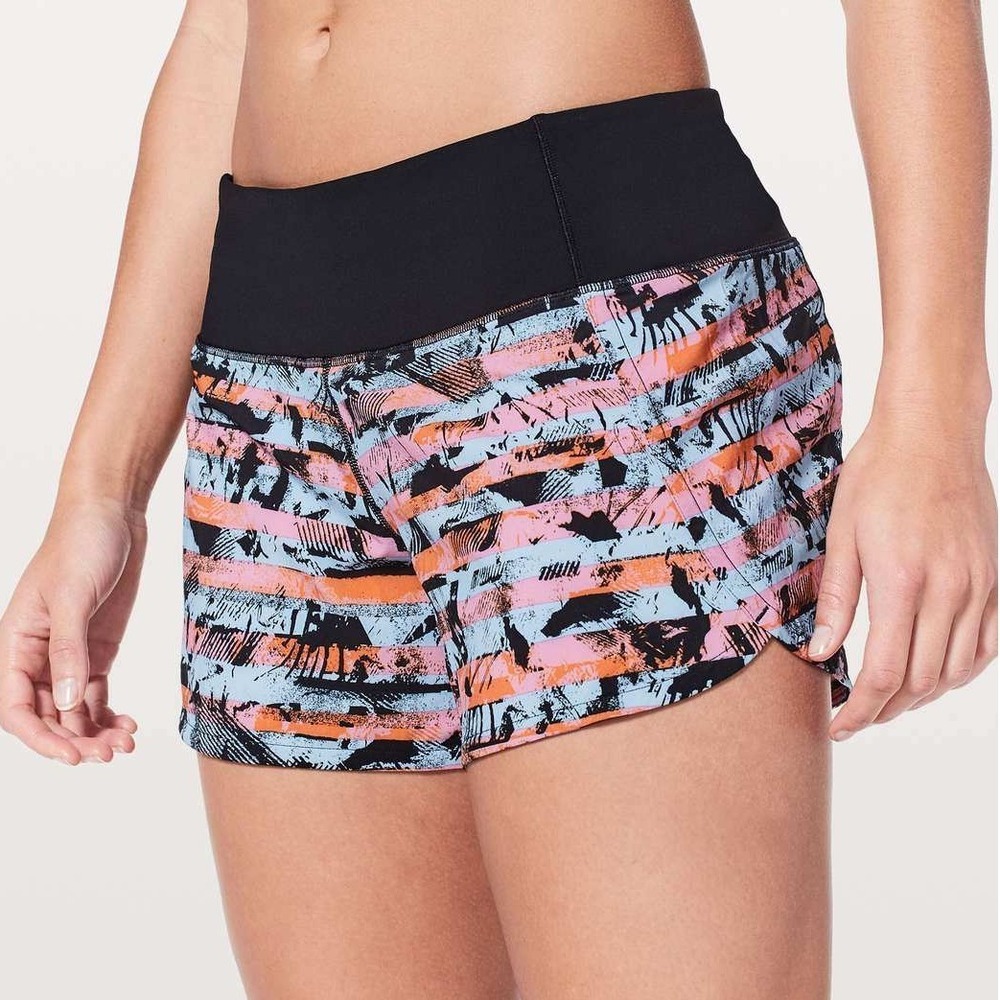 Lululemon Women's Run Times Short II Inversion Multi Black 4" 8